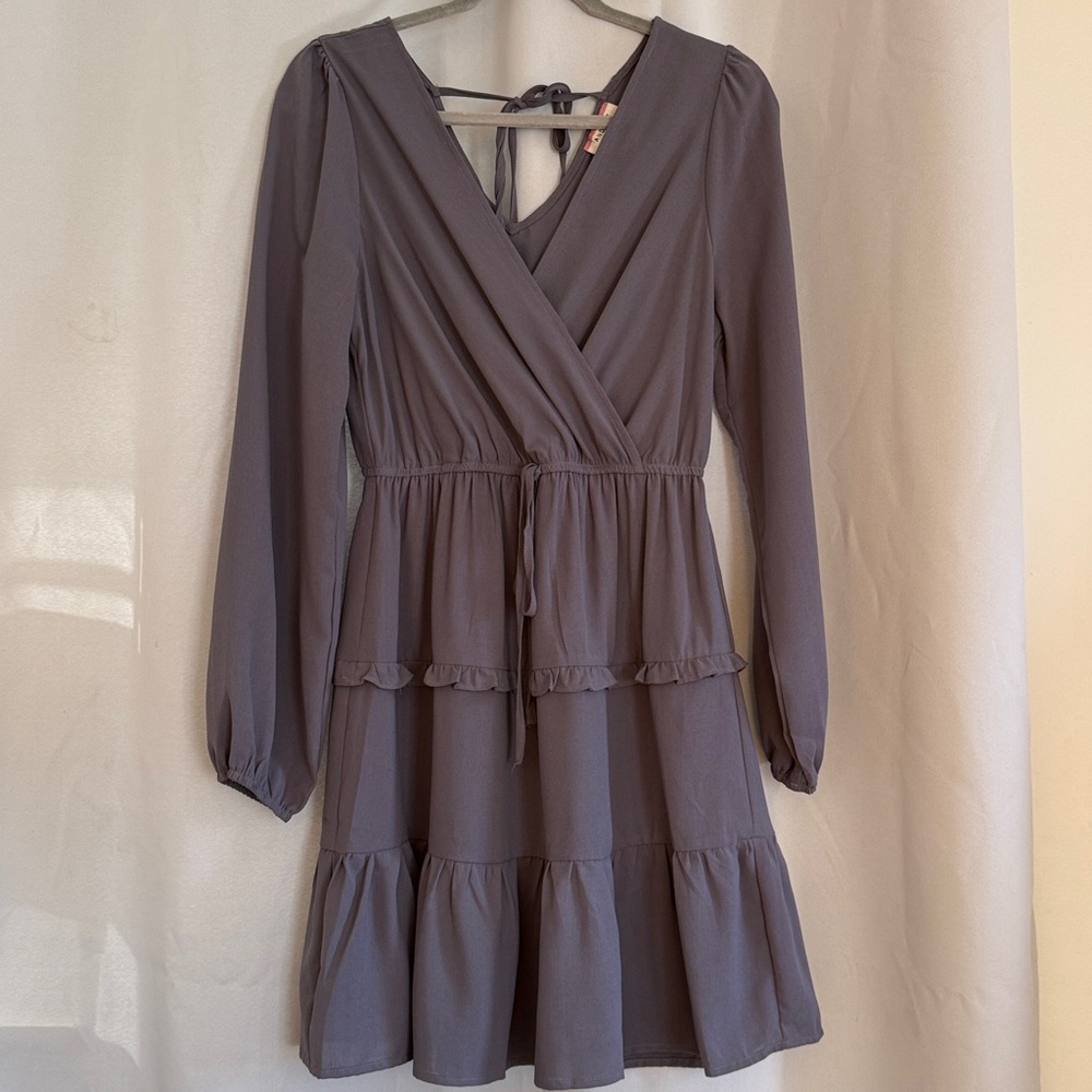 Elegant Lavender/Purple Long Sleeve Dress
